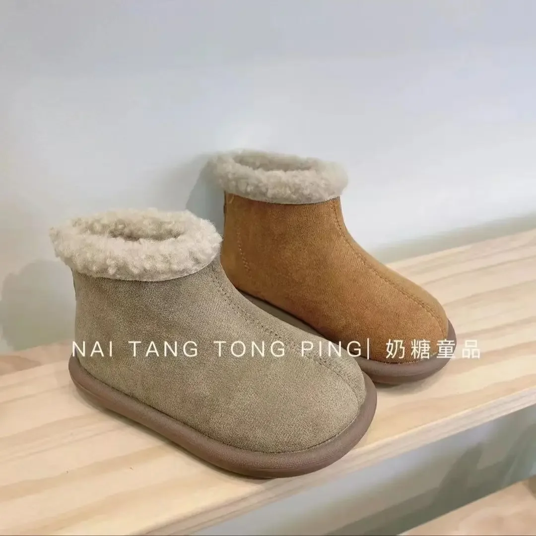 2024 موضة أحذية أطفال الشتاء أفخم الدافئة الاطفال الثلوج الأحذية طفل دافئ حذاء طفل لينة وحيد طفل رضيع الأحذية