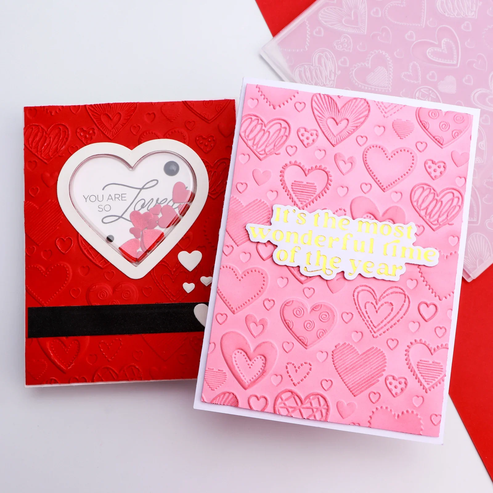 Valentine's Day Heart Shape Background 3D Embossing Folder For Adding Textured Detail To Paper Card Crafting Making Project