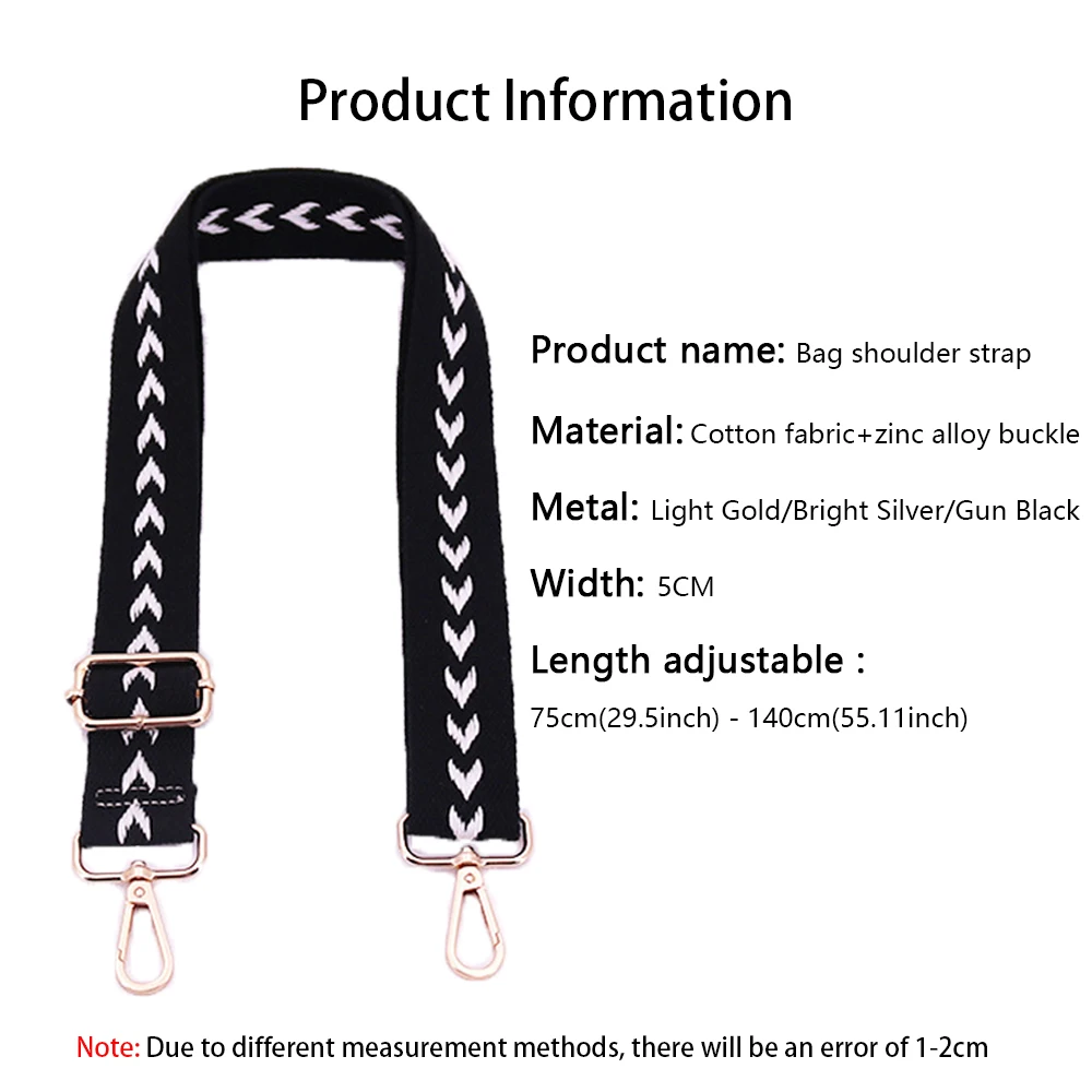 Adjustable Shoulder Bag Strap 5cm Widening Thickening Nylon Replacement Strap DIY Ethnic Style Jacquard Woven Crossbody Bag Belt