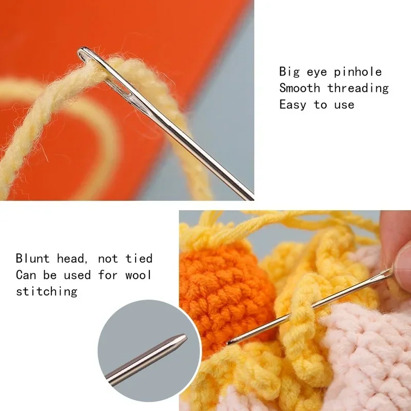 Knitters Wool Large Eye Blunt Needles Leather Sewing Needle Gold Needle Embroidery Tapestry Hand Sewing Tools Crochet Kit