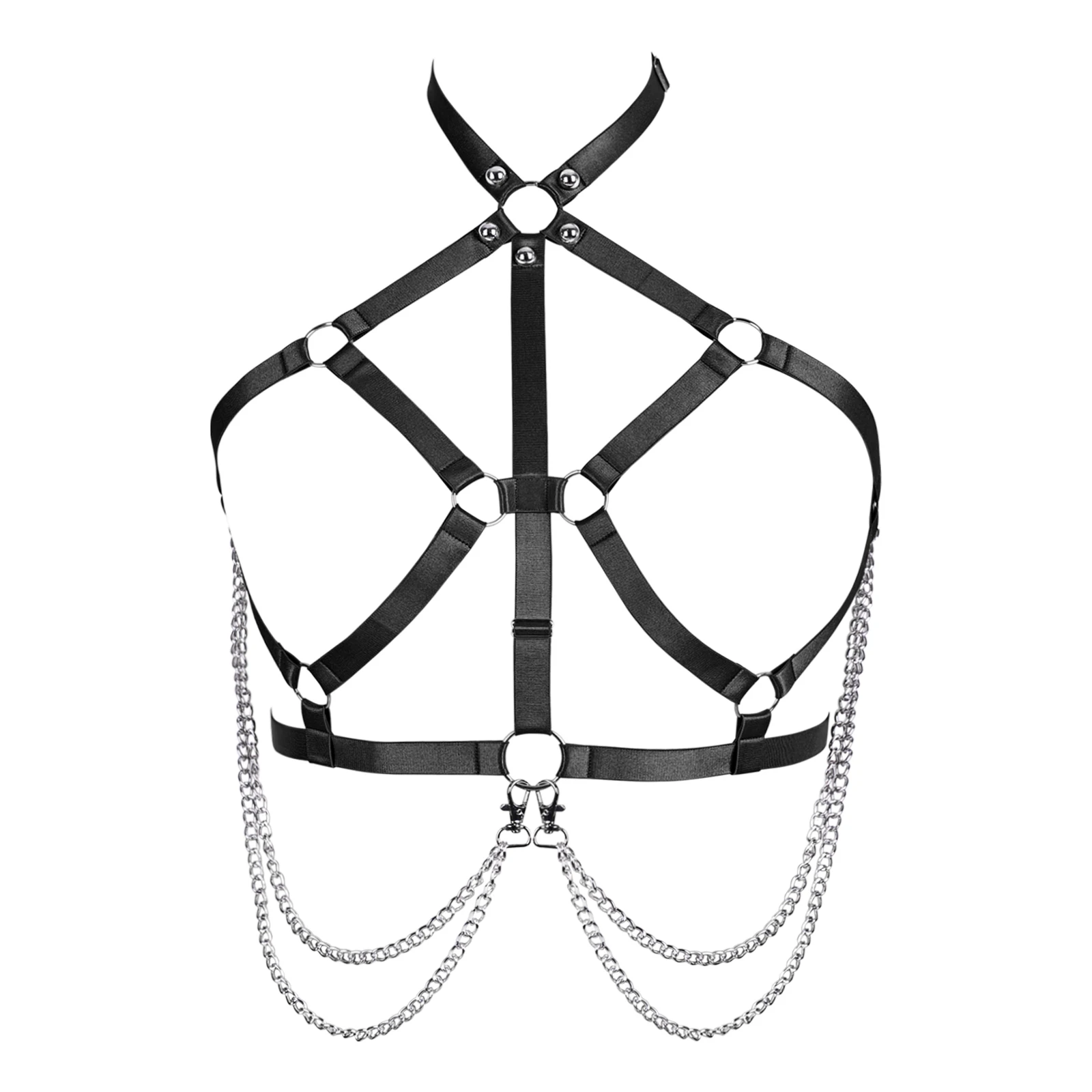 

Women Cheapest 90s Black Body Cage Bondage Harness Sexy Lingerie Body Harness Belt Gothic Crop Tops Cage Bralette Fetish Harness