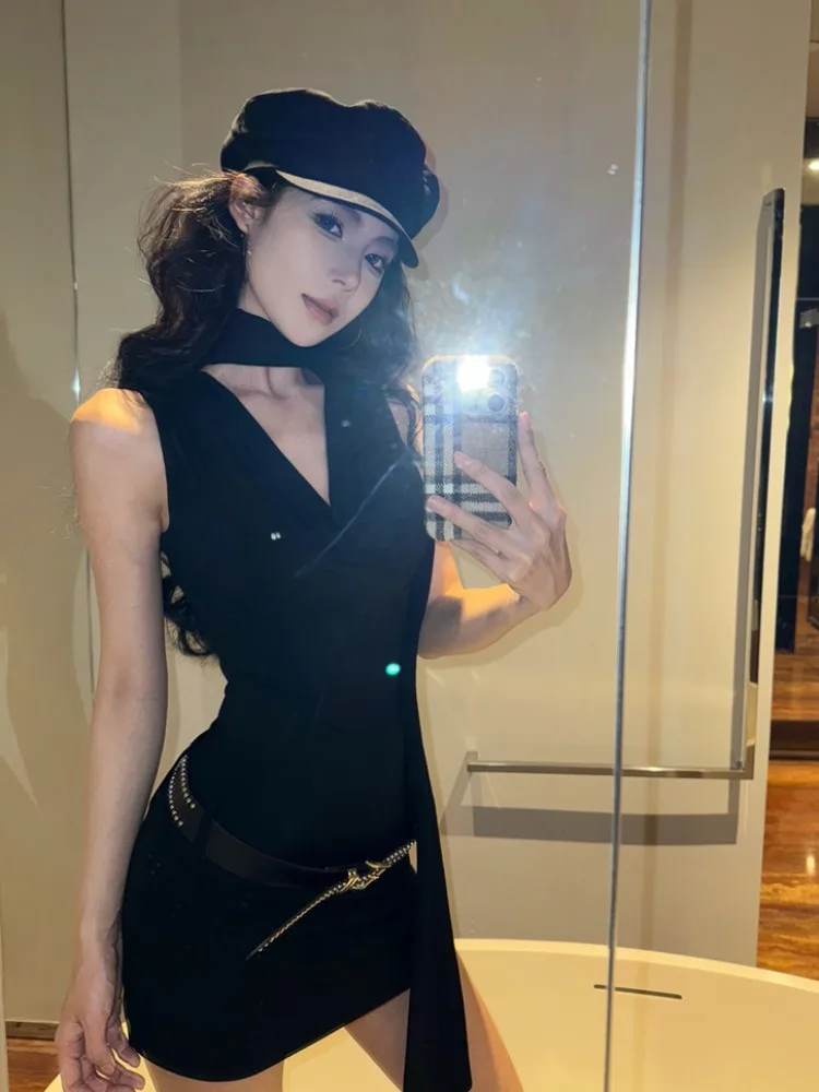 

Sexy American Style Black Dress Women's Spring Summer New Fashion Butt Hugger Skirt Korean Version Commute Suitable for ...