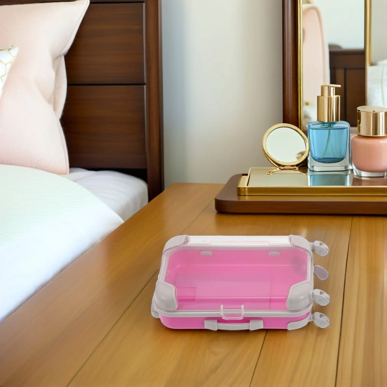 4Pcs Eyelash Storage Box Mini Suitcase Makeup Organizer Portable False Lash Case Travel Lash Container Makeup Storage Box