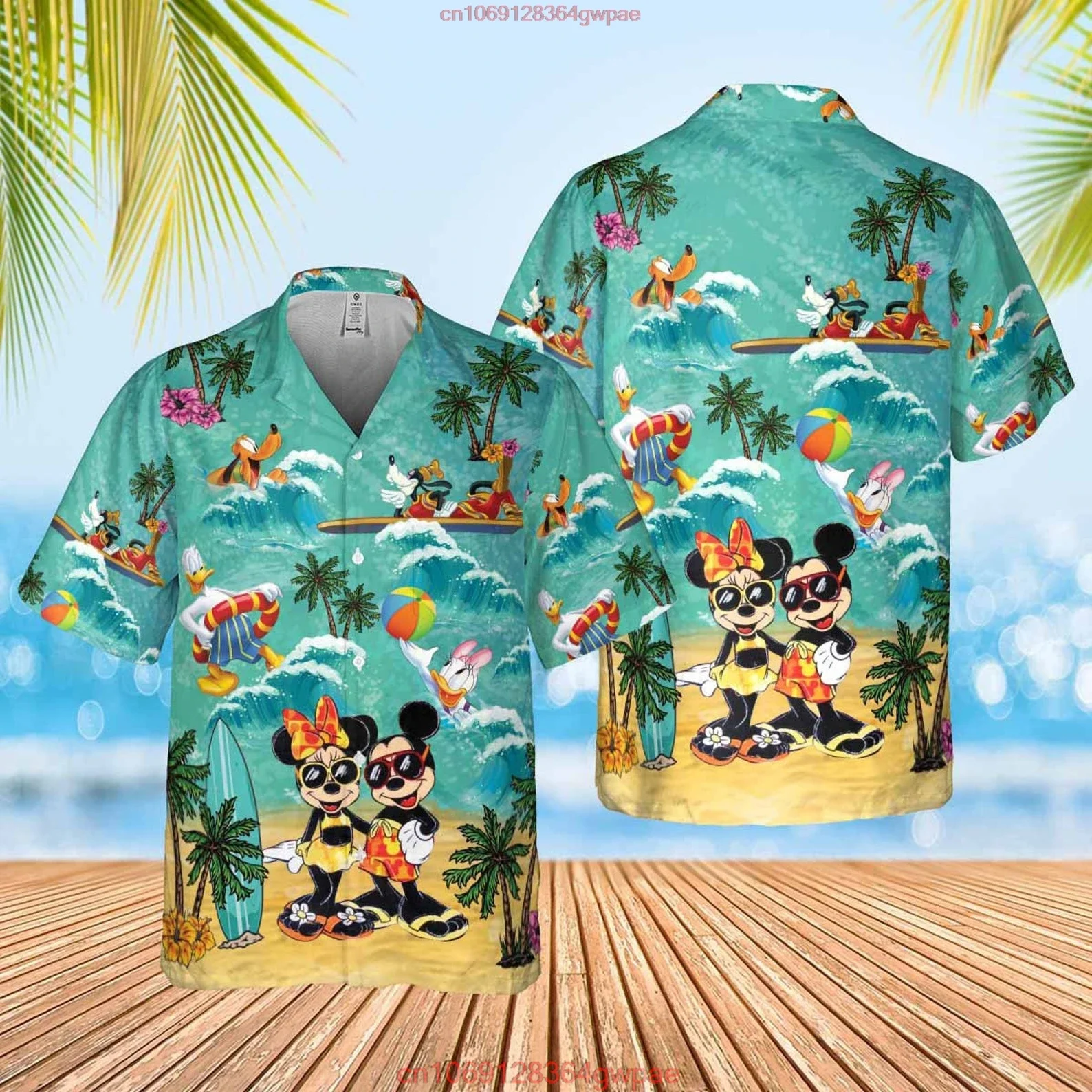 Mickey and Minnie Mouse Hawaiian Shirts Mens Women Fashion Short Sleeve Shirts Disney Hawaiian Shirts Casual Beach Shirts