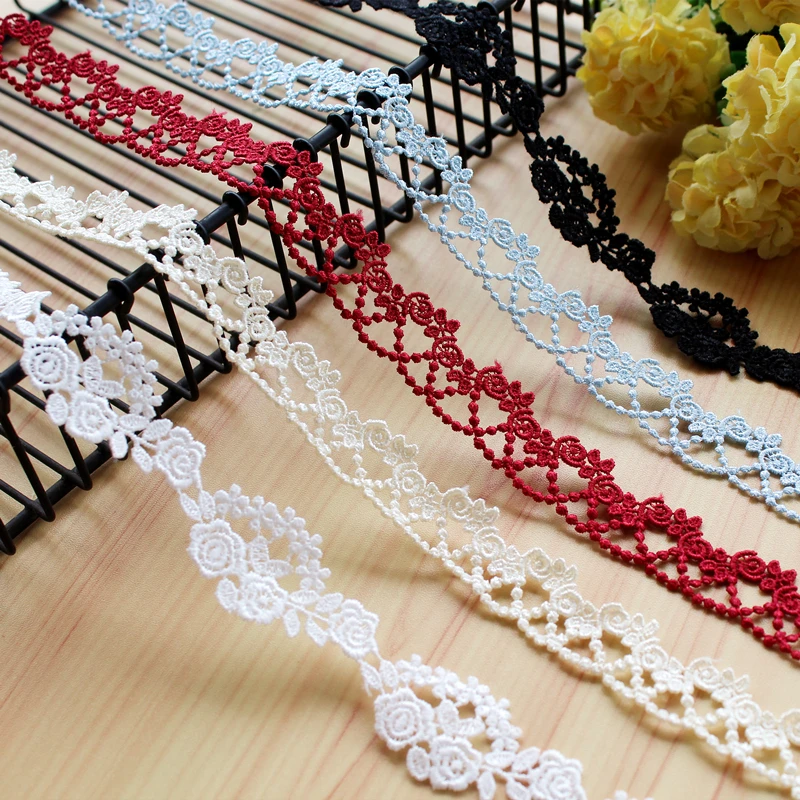 Embroidered Mesh Flower Lace Trim for Party, Fringe Collar, Wedding Dress Applique Ribbon, African Sewing Supplies, Off White Bl