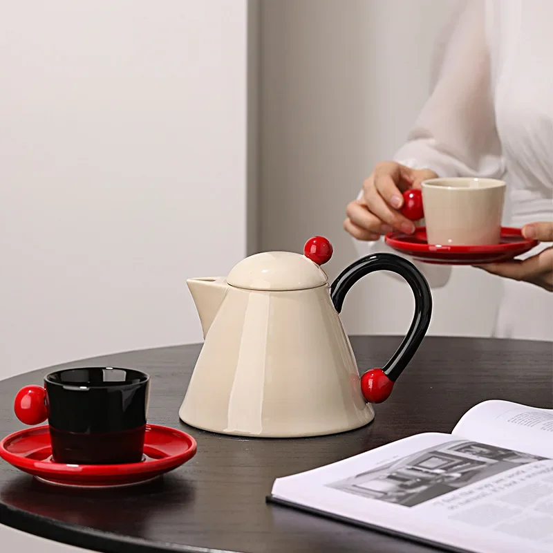Cream air-cooled kettle, welcome flower teapot, high-value beaded water cup, large-capacity exquisite water utensils set