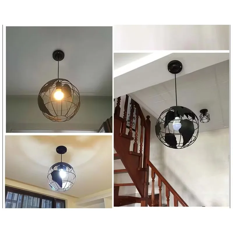 Nordic Retro Creative Iron Chandelier Led Restaurant 220V Bedroom Lamp Globe Chandelier Home Lighting Lighting Tools Room Decor