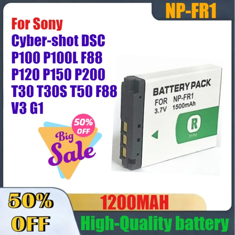 

1200mAh High-Quality NP-FR1 for Sony Cyber-shot DSC P100 P100L F88 P120 P150 P200 T30 T30S T50 F88 V3 G1 Lithium Batteries