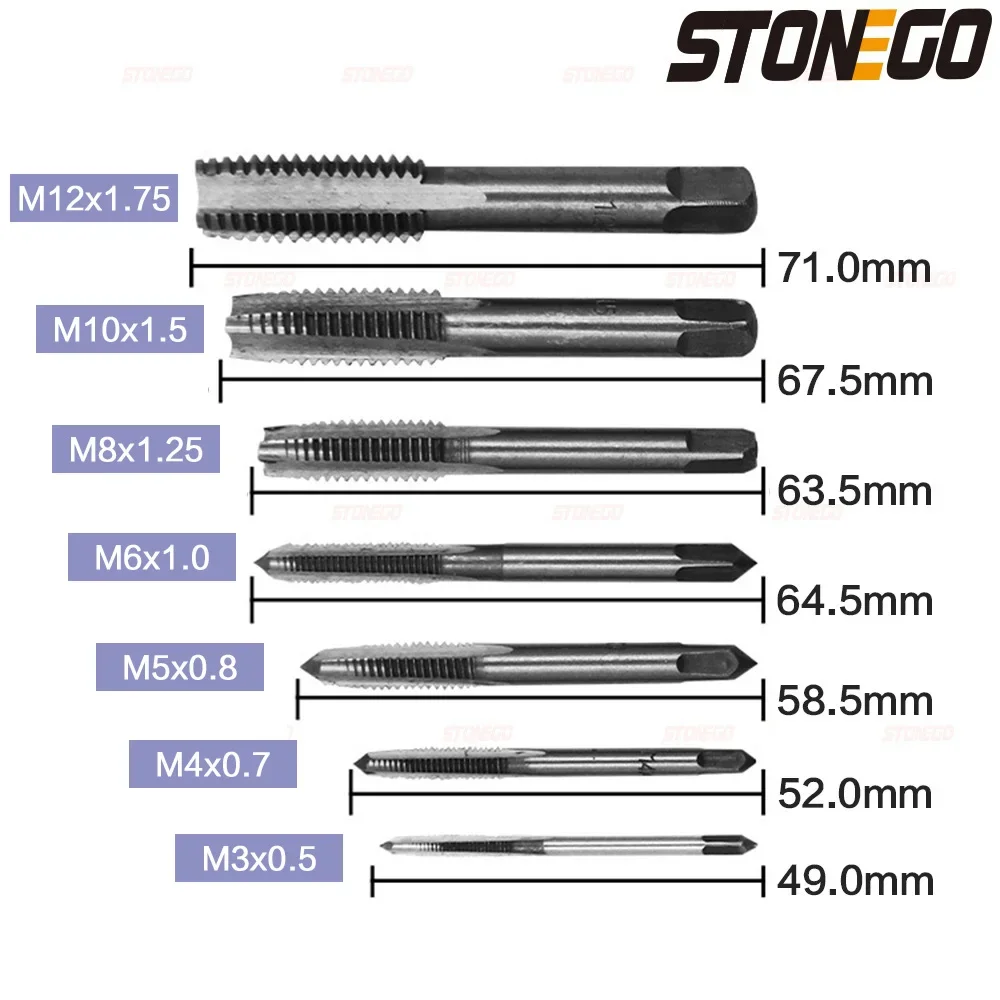 STONEGO 5PCS/7PCS Hand Screw Tap Die Wrench  Metric Plug Tap M3 M4 M6 M8 M10 M12 Met Verstelbare Tap Wrench