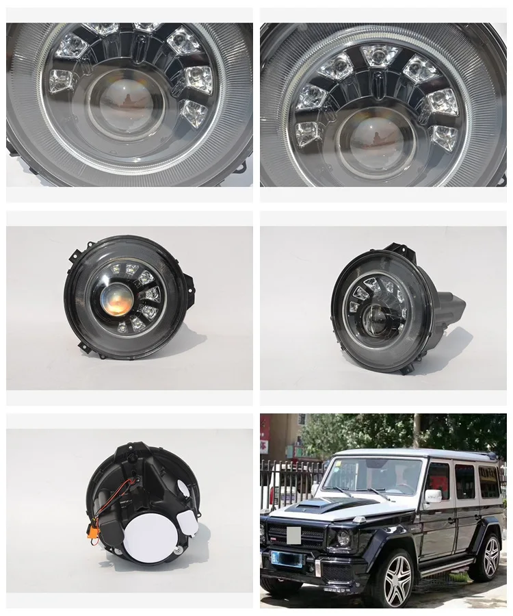 G class w463 headlight oem style M style sliver and black color LED headlamp fit for w463 G63 G65 G500 G550 G400 G350custom