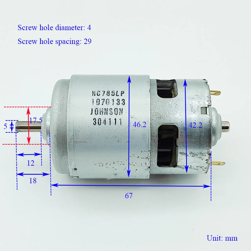 JOHNSON RS-785 Electric Motor DC12V-20V 18V 20000RPM High Speed Power Large Torque Cooling fan Drill Screwdriver Tool Garden DIY