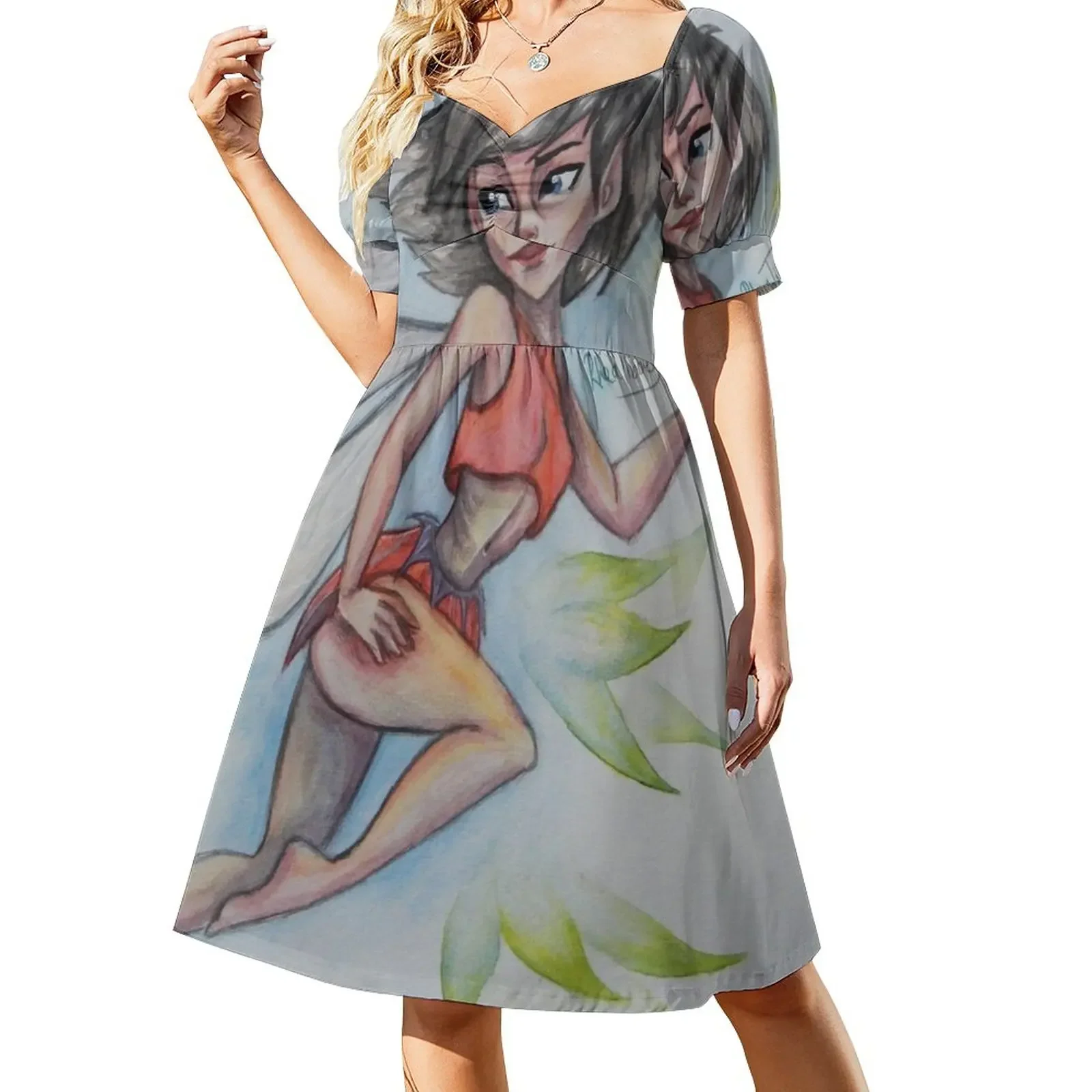 Ferngully Платье с короткими рукавами, женские вечерние платья, пляжная одежда 2021, женская одежда