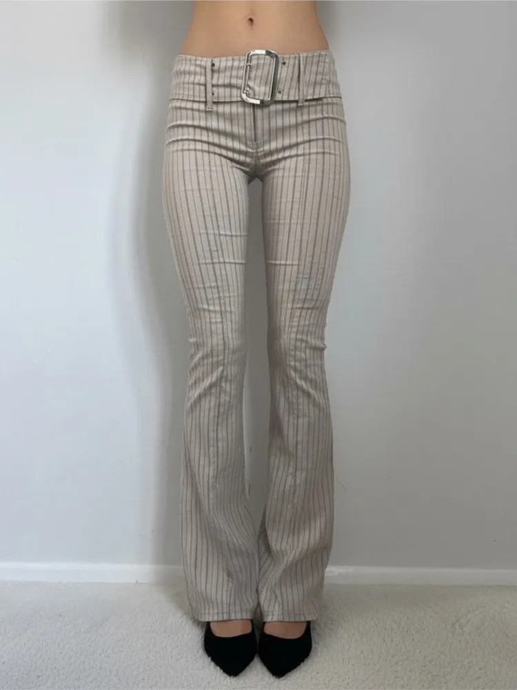 الملابس النسائية سراويل مخططة نمط التنقل غير رسمي السراويل المتوهجة كل مباراة أسلوب بسيط مزاجه التباين الموضة العصرية