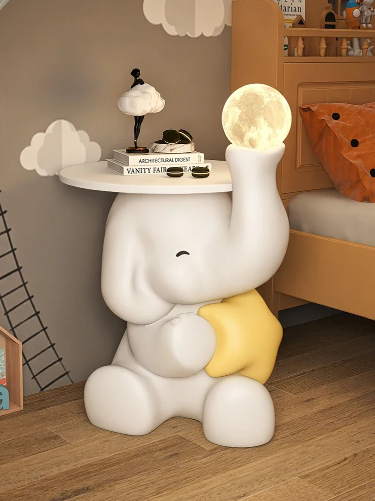 Home Decor Elephant Statue Side Table Art Ornaments Living Room Large Floor Decor Creative Animal Sculpture Rotund Coffee Tables