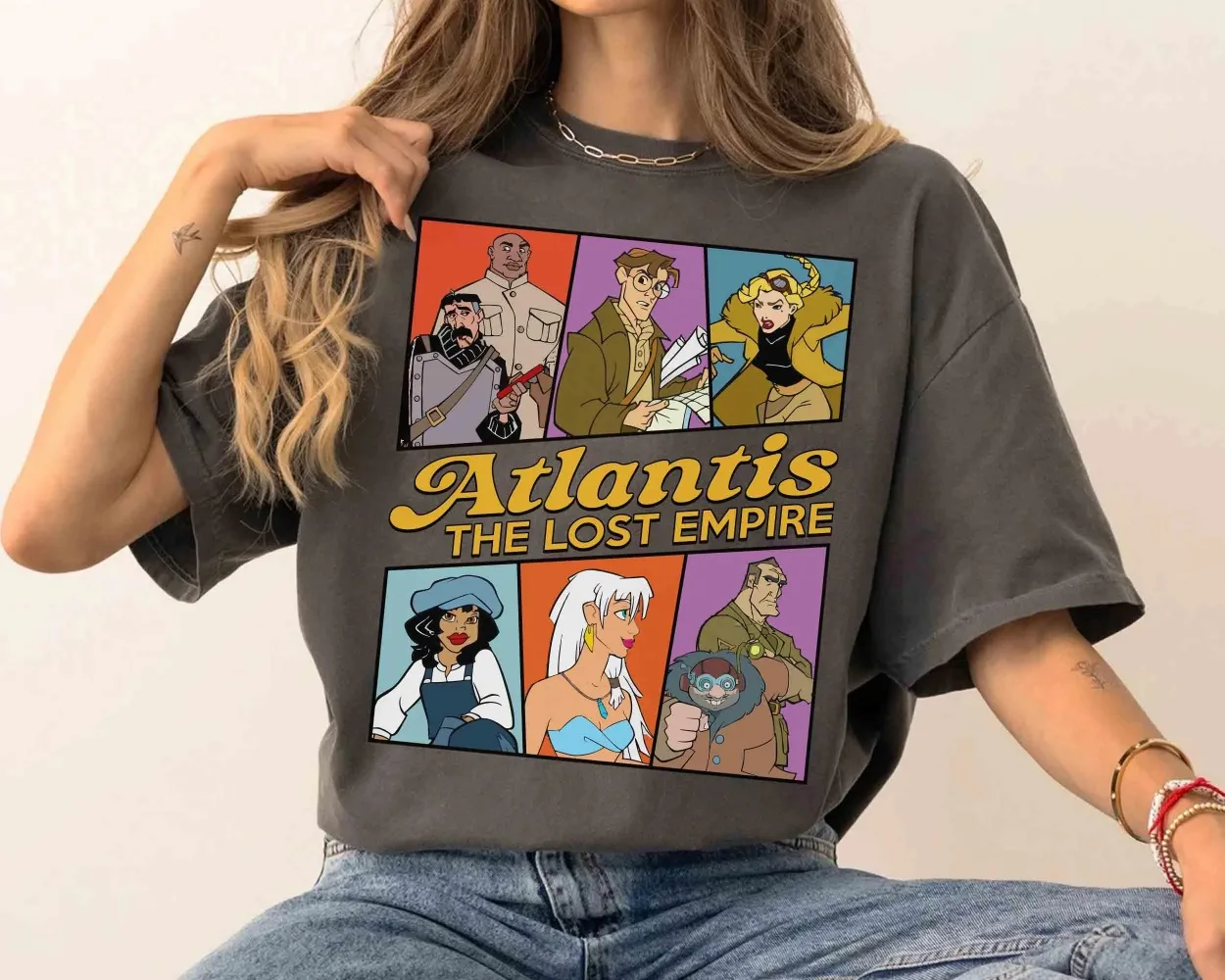 أتلانتس شخصيات الإمبراطورية المفقودة تي شيرت ديزني كيدا نيدخ ميلو ثاتش هيلغا سنكلير تي شيرت ديزني لاند رحلة عطلة عائلية