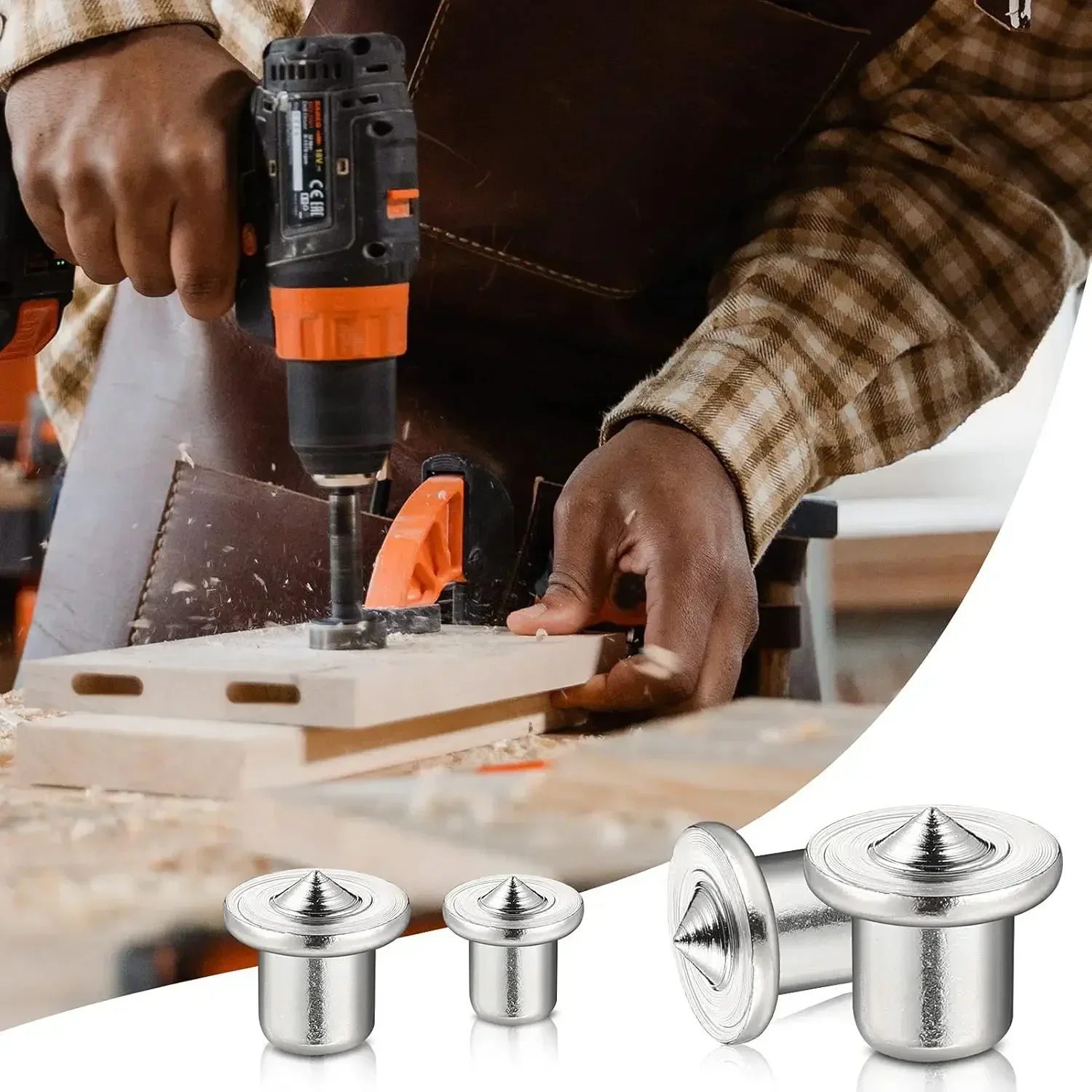 24/8Pcs Dowel Drill Centre Points Pin 6/8/10/12mm Locator Woodworking Tools Dowel Aid Tenon Center Punch Hole Set Transfer Plugs
