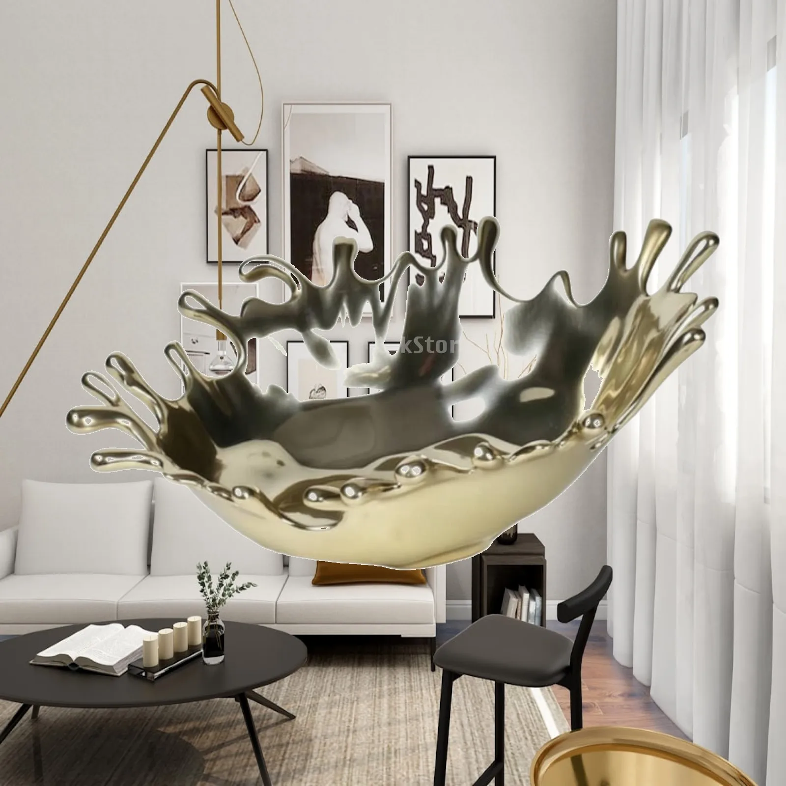 Decorative Bowl Organic Sculptural Bowl Shiny Centerpiece for Coffee Table, Console, Reception