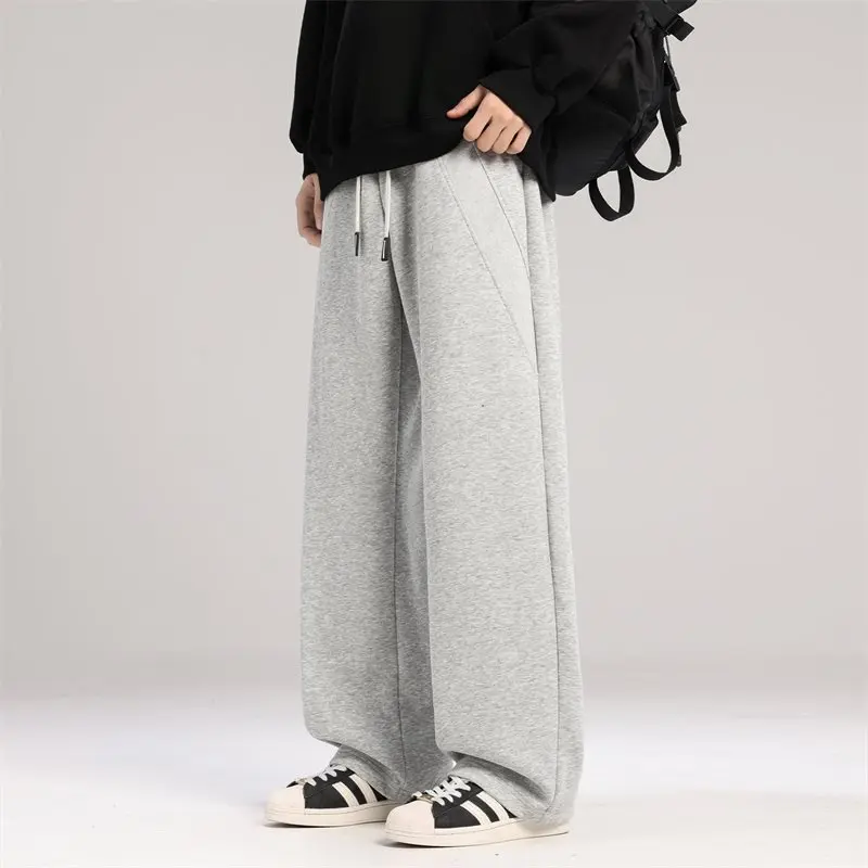 

Large Size Men's Casual Pants 55 Cotton Sports Elastic Waist Straight Leg Trousers High Waist Khaki Color Straight Tube Pants