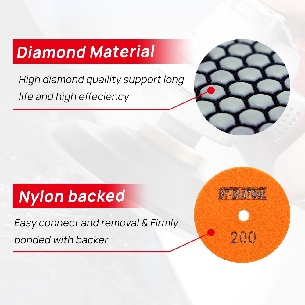 DT-DIATOOL 4pcs Dry Diamond Polishing Pads Flexible High Quality  4inch Sanding Disc Dry For Granite Marble Stone Grinding Wheel