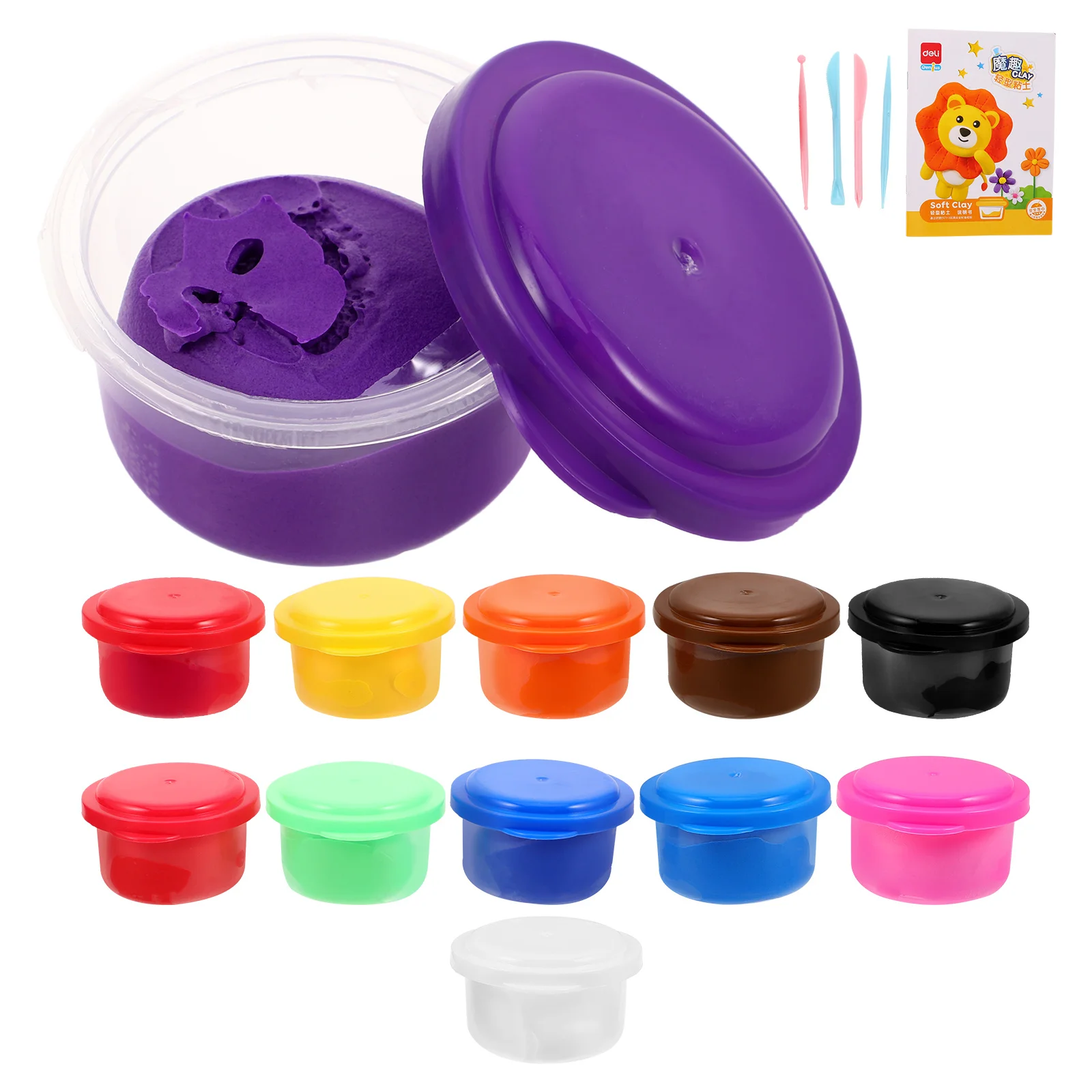 1 Zestaw Ultralekkiej Glinki dla Dzieci, 12 Kolorów, Miękka, Nieklejąca, do Rękodzieła DIY, Projektów Szkolnych, Ręcznie Robiona Kolorowa Glinka, Zestaw Narzędzi
