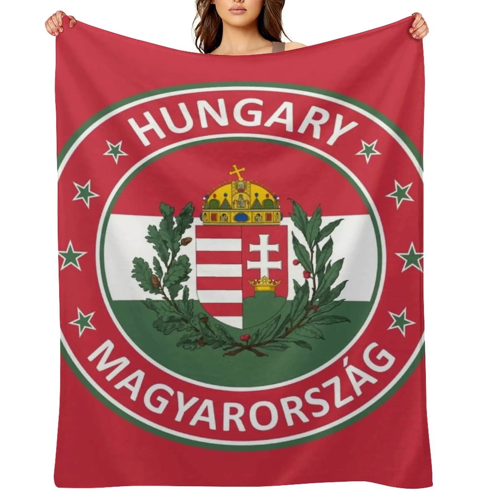 

Hungary Magyarorszag design with Flag of Hungary and Coat of Arms Throw Blanket warm winter For Baby Decorative Beds Blankets