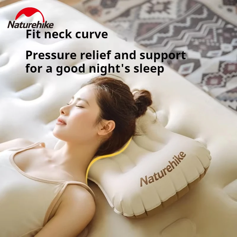 

Надувная подушка Naturehike Ultra-Light TPU для путешествий, дома и офиса: портативная, с поддержкой шеи и поясницы, новая конструкция воздушного клапана