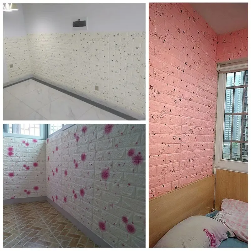 10 sztuk 35cmx30cm panele samoprzylepne 3D miękka pianka Crash tapeta imitacja cegły naklejki ścienne salon dekoracja sypialni dziecięcej
