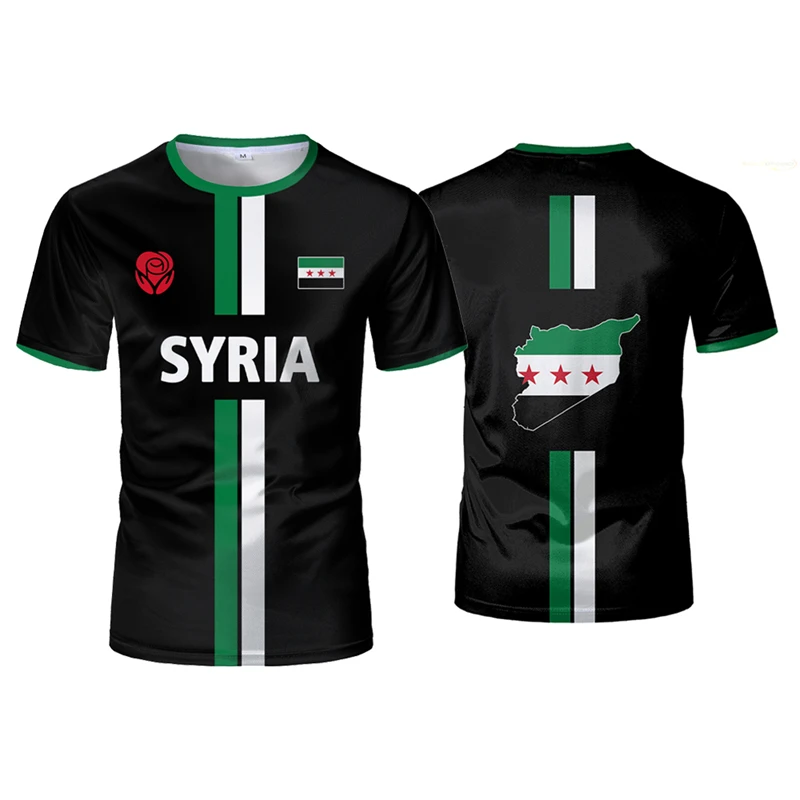 Free Syria Flag T-shirt For Men Women Unisex Crew Neck Short Sleeve T Shirts Outdoor Sport New Pullover Top Popular 2025 Tee