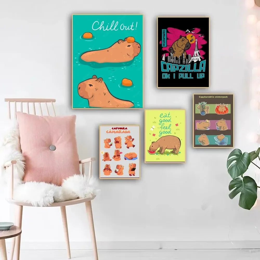 

Capybara Poster DIY Sticky Poster Waterproof Paper Sticker Coffee House Bar Home Decor