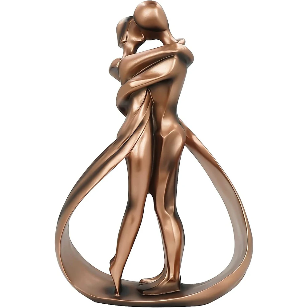 

Anniversary, Resin Couple Modern Sculptures Home Decor, Pinkish Bronze, 10 Inch