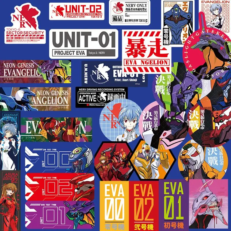 30pcs Anime Neon Genesis Evangelion EVA First Machine Cartoon Laptop Waterproof Machine Reflective Graffiti Stickers Gift Toys