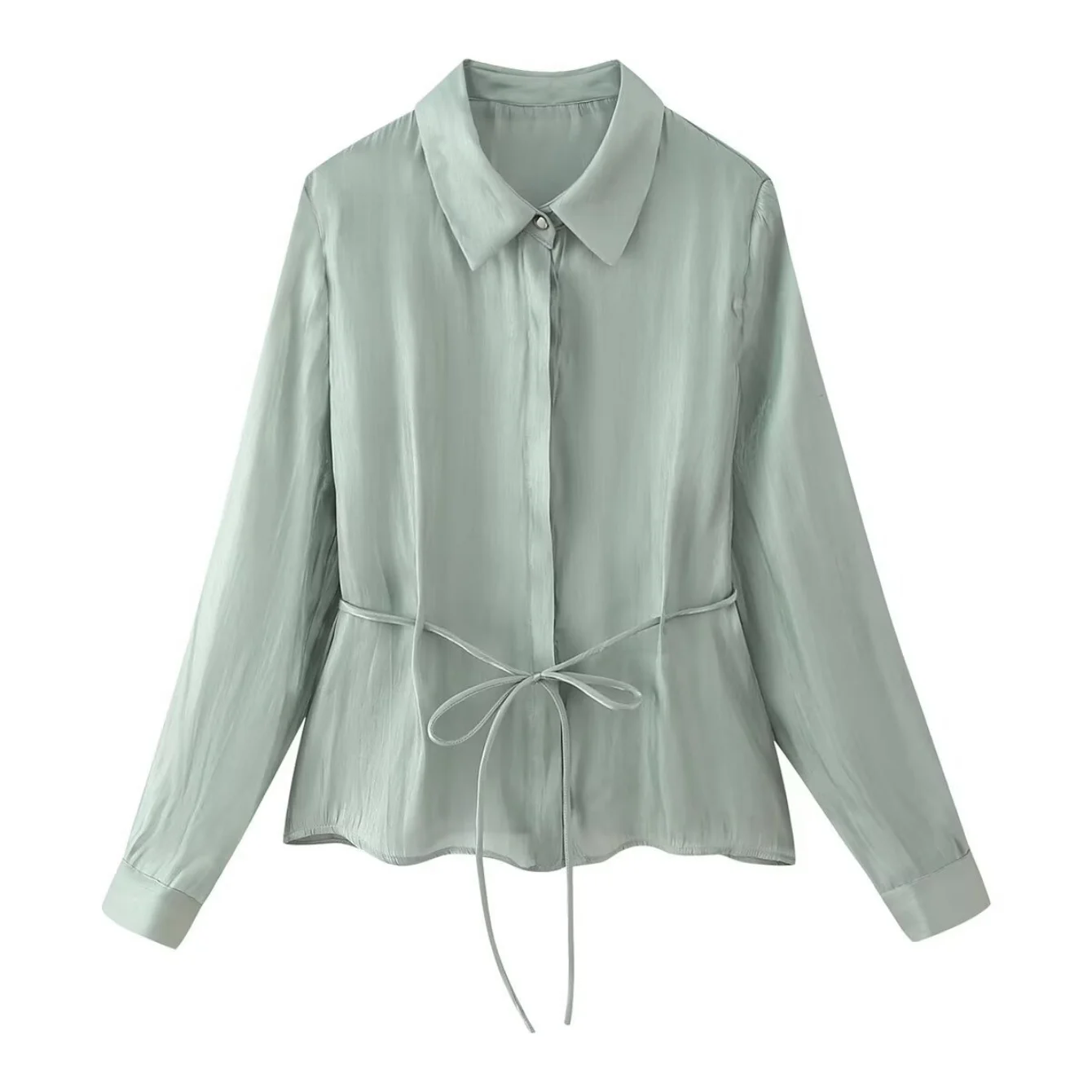 Vrouwen Elegant Bow Lace Up Shirt Vrouwelijke Casual Volledige Mouw Revers Single Breasted Shirts Lady Lente Herfst Nieuwe OL Chic Blouses