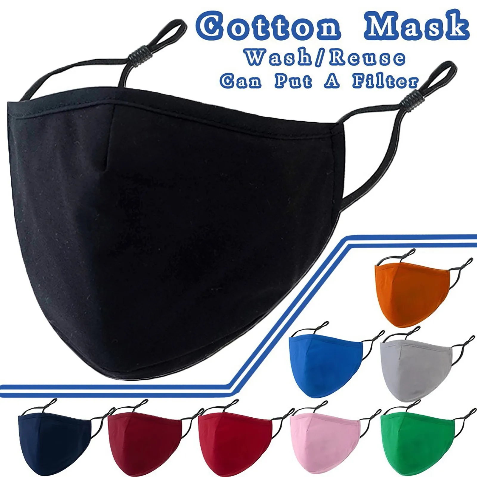 10 PC Unisex Cotton Pluggable Gasket Outdoor Mouth Mask Washable Reuse Face Mask