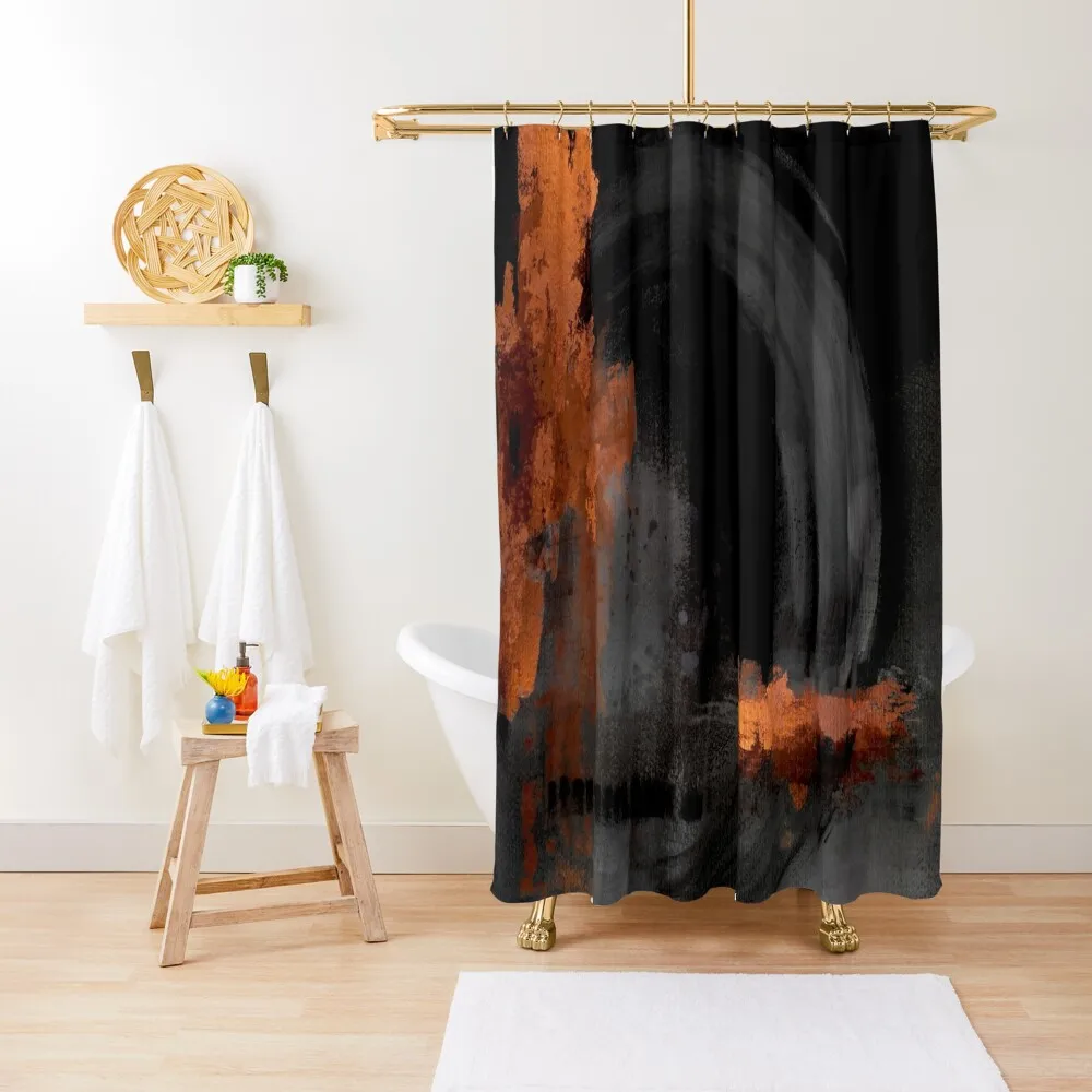 

Black orange abstract Shower Curtain Modern Bathroom Accessories Waterproof Fabric Shower Curtain