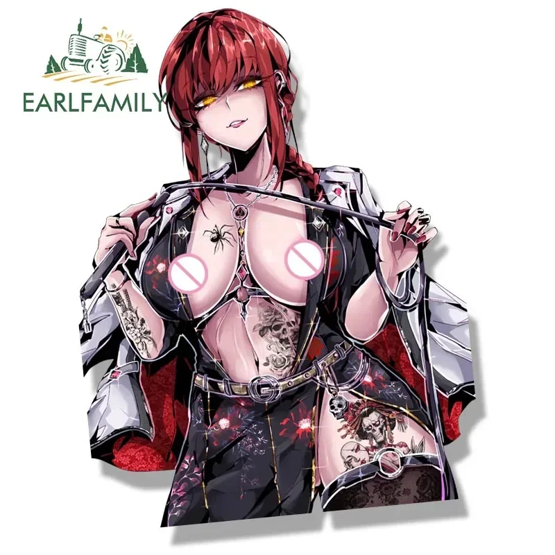 EARLFAMILY Senpai Makima Fanart Car Sticker Anime Waifu Peeker Sketch Decal JDM Gothic Girl Graffiti Slap Stickers