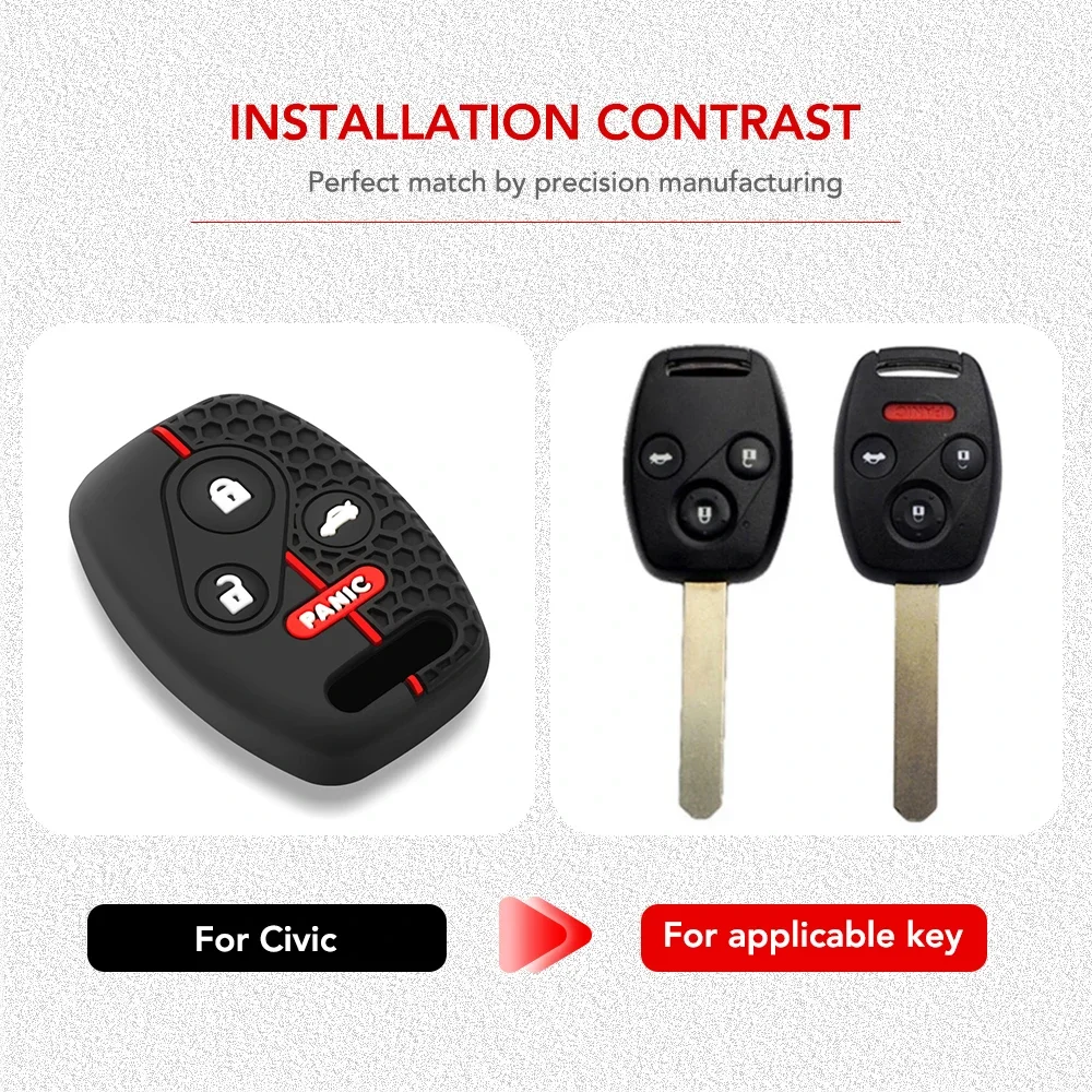 Car Key Fob Case Keychain for Honda Civic 4D Jazz Gr8 CR-V SRV FRV Fit CSX Chord 7 Accord Emblem Extra Screw Silicone Protection