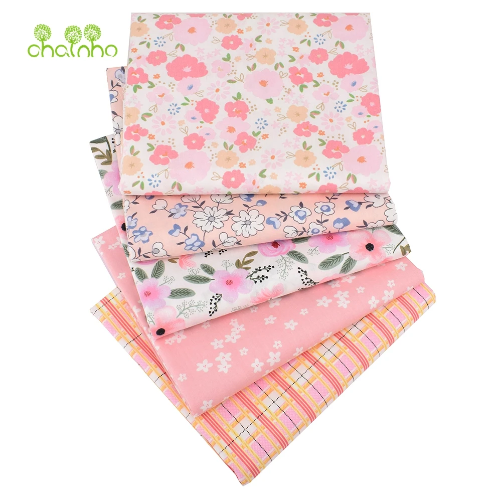 

Chainho,Printed Twill Weave Cotton Fabric,Patchwork Cloth,DIY Sewing Quilting Material,Pink Floral Series,4 Specification,CC192