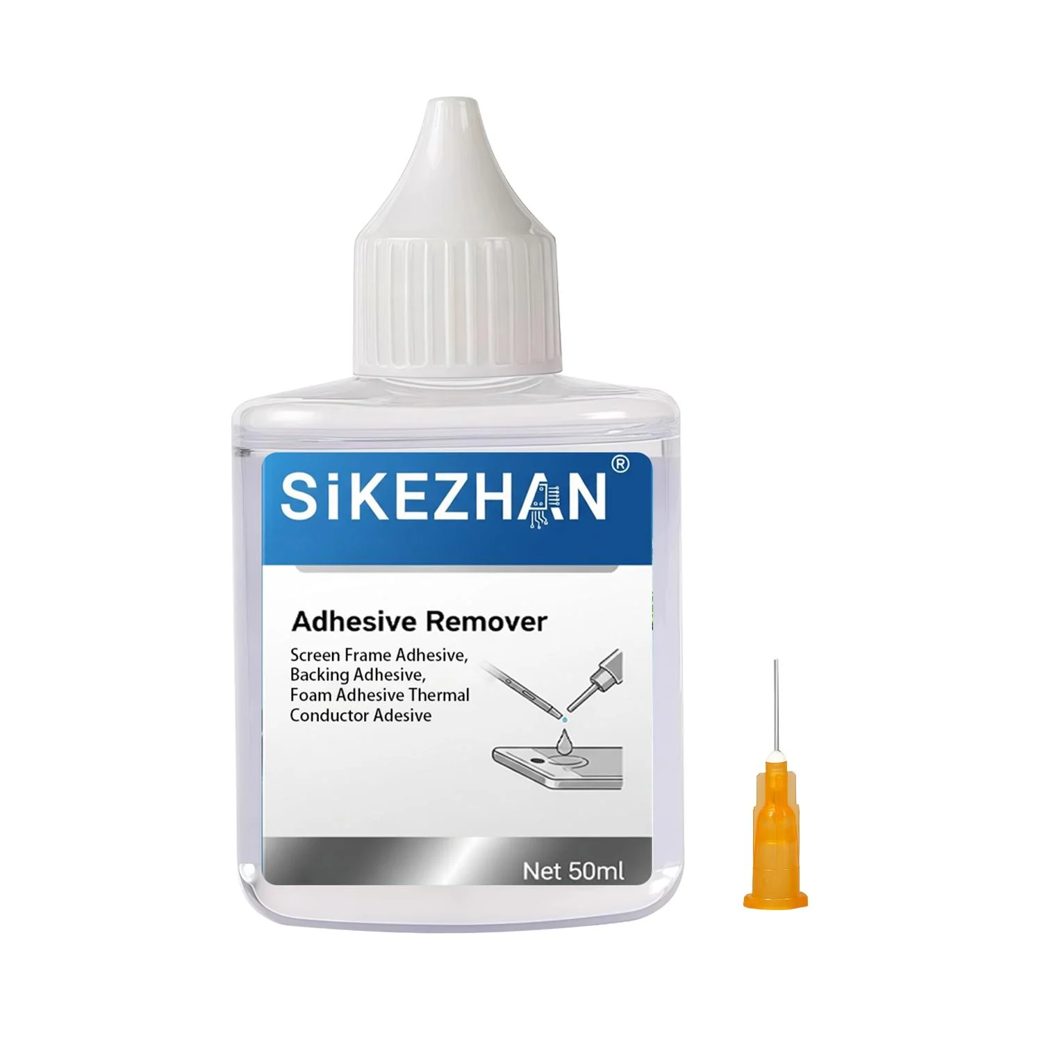 SiKEZHAN 50ml Telefoonscherm Lijmverwijderaar Vloeistof LCD Frame Achterkant Kleefstofreiniger Reparatieset Gereedschap + Precisie-injectienaald