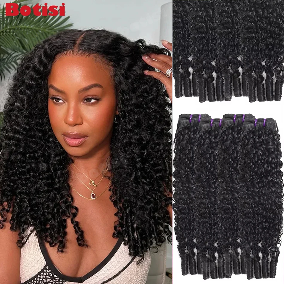 

Натуральные волосы Burmese Curly Deep Wave в пучках, 1/3/4 пучка необработанных волос, двойная трессировка, бразильские натуральные волосы Remy, 30 дюймов