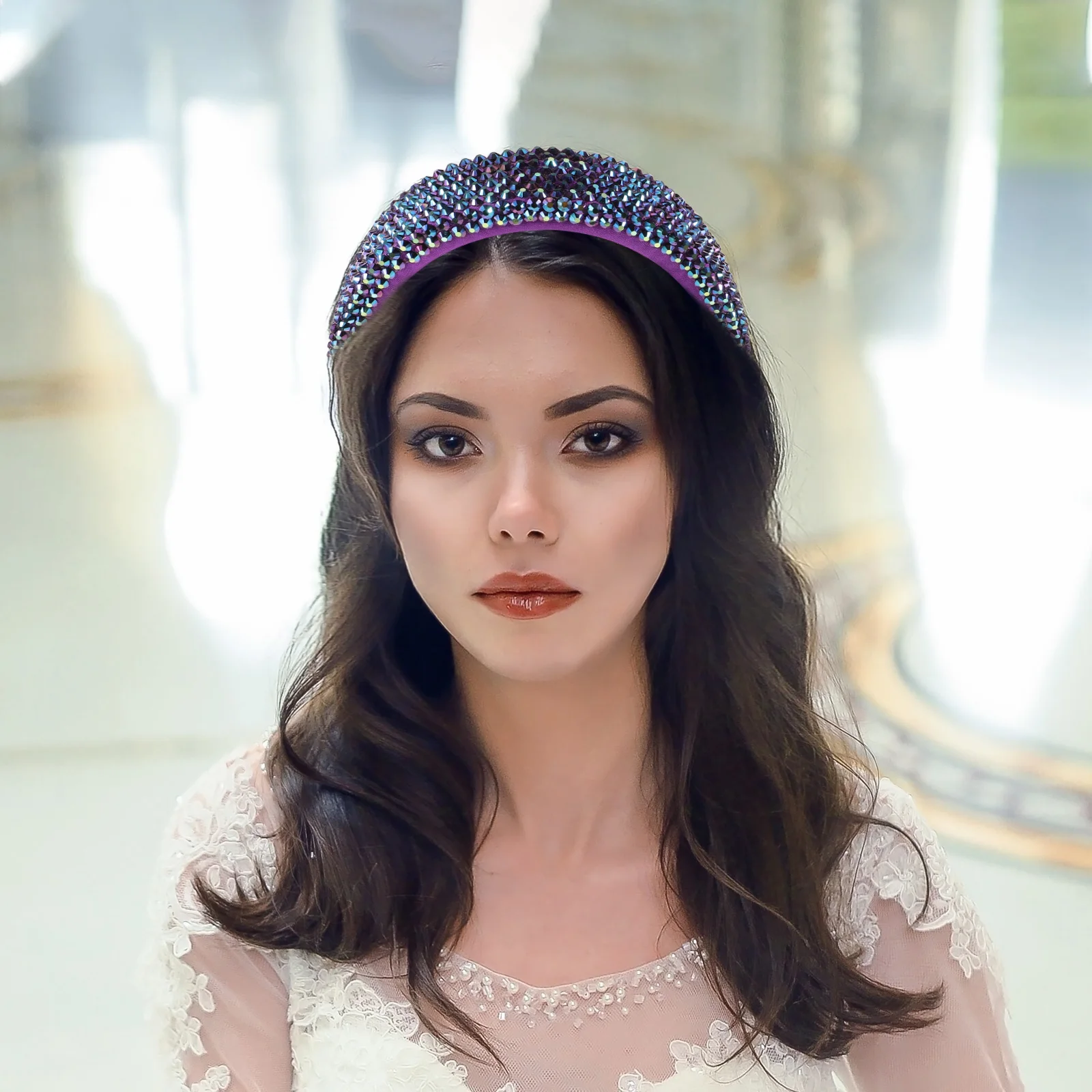 

1Pcs Crystal Rhinestone Hair Hoop Baroque Bridal Headwear Shiny Women Headdress Wedding Engagement Banquet Crystal Headband