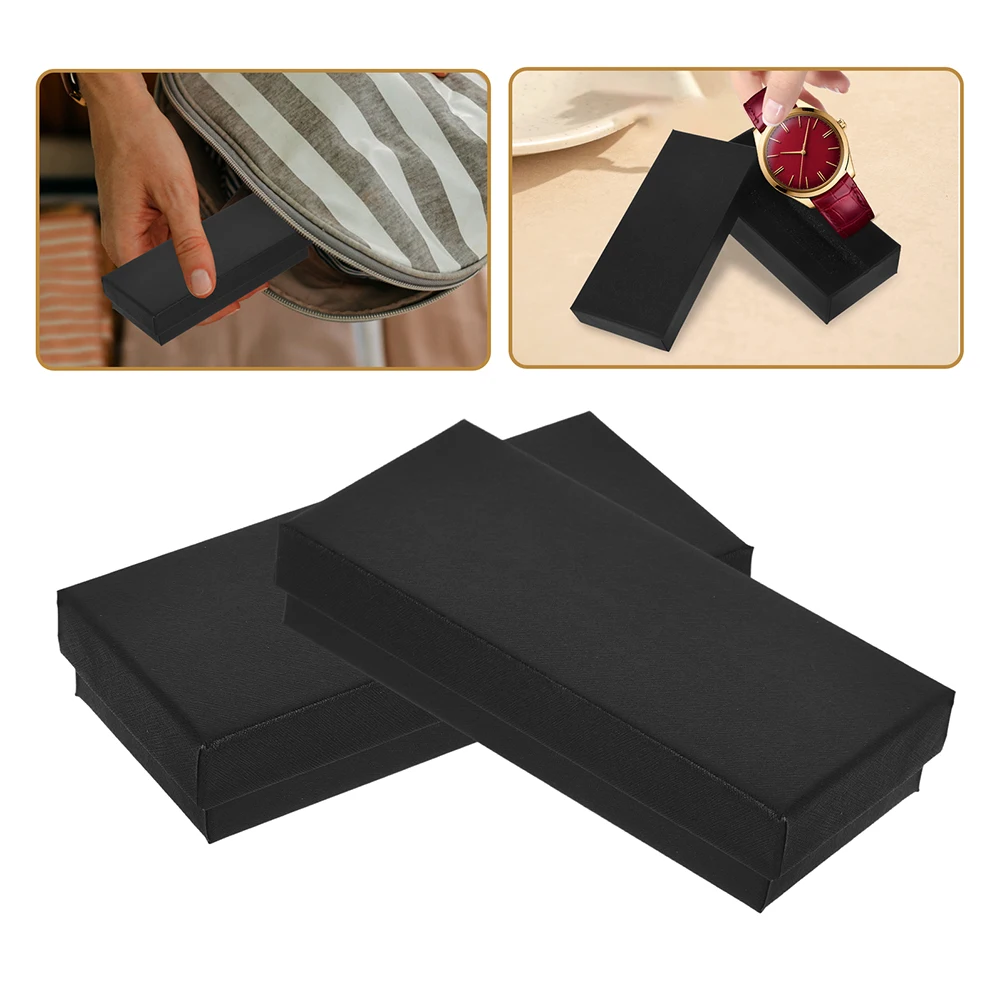 

10pcs Heaven Earth Cover Watch Gift Box Small Case Single Display Holder Pocket Women Black Rectangular Durable