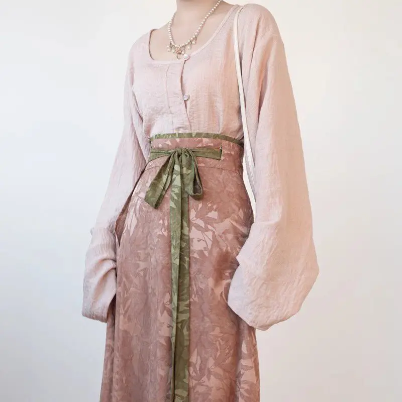 

Women's Chinese Hanfu Skirt Hanfu Drooping Collar Tang Style Daily Versatile Commuting Shirt Tencel New Chinese Simple Hanfu