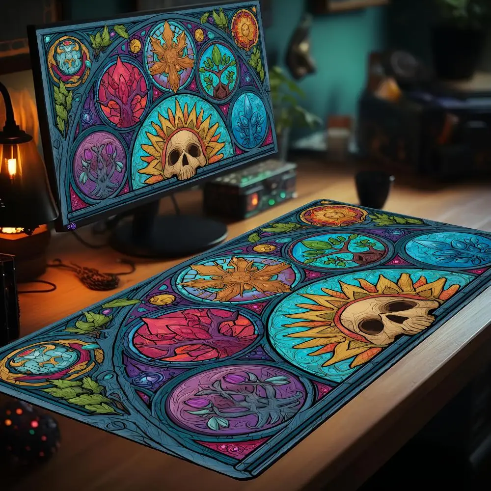 

Magical element skull Magic Card Playmat with zone MTG playmat gathering game mat Desk Mat Commander Battle playmat magic rug