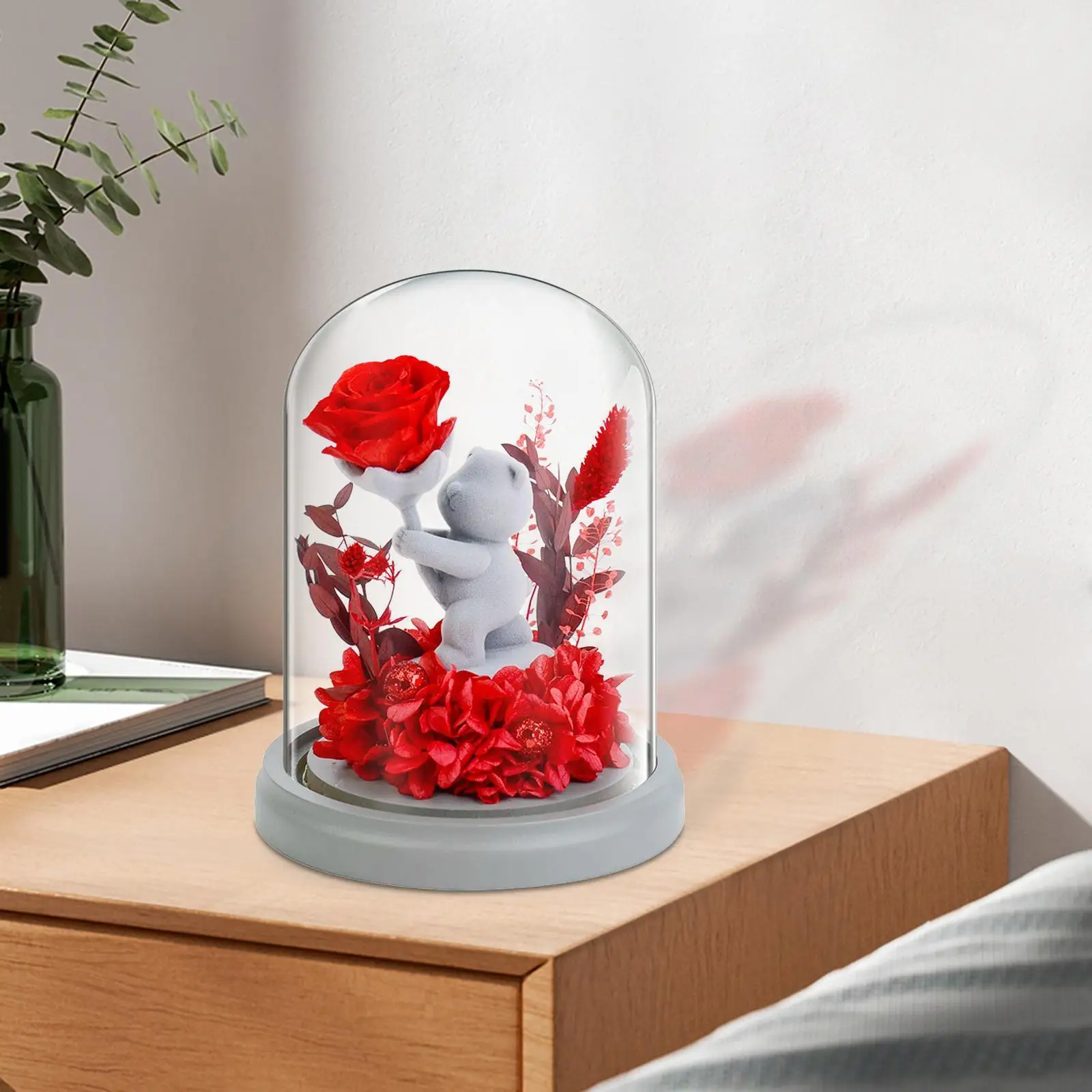 Rose Flower Gift Forever Anniversary Gifts Crafts Rose Flower in Glass Dome