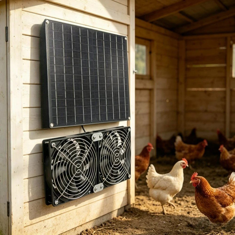 NEW 15W 20W Solar Dual Exhaust Fan Kit Low Noise Cooling Ventilation for Dog House Chicken Coop Greenhouse Outdoor Durable
