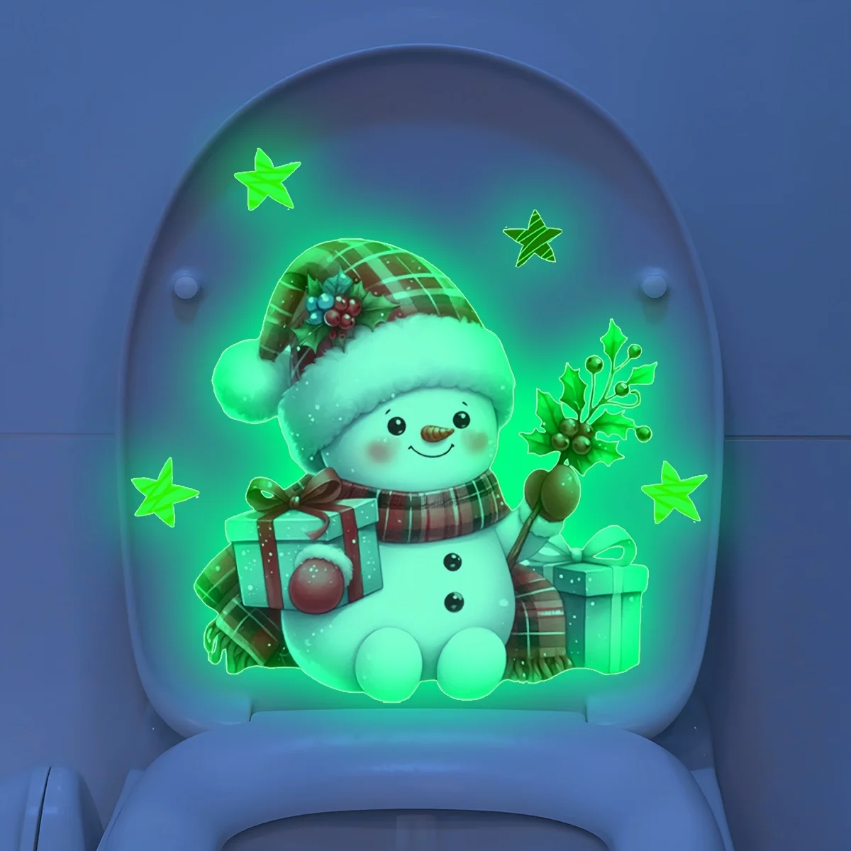 1 قطعة عيد الميلاد يتوهج في الظلام الإبداعية ثلج ذاتية اللصق مقاوم للماء مثالية لشارات الحائط في غرف النوم وغرف المعيشة #4