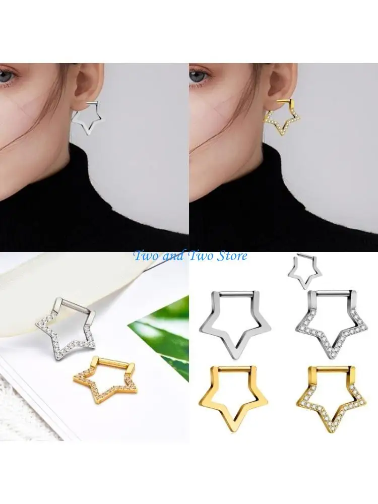 

HX6F Sturdy Alloy Star Nose Rings Piercing Studs For Parties And Festivals
