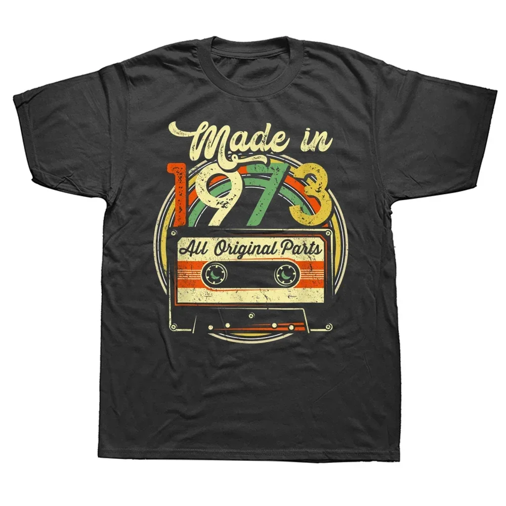 Funny Made In 1973 50th Birthday Gifts Cassette Tape Vintage T Shirts Party Grandma Grandpa Bday Apparel Classic Summer T-shirt