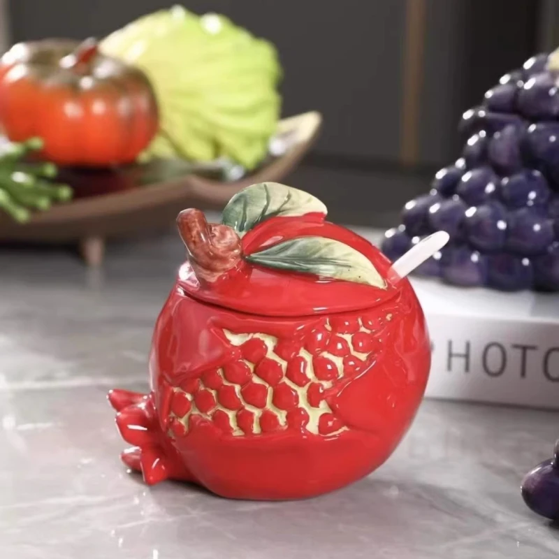 

Cute Fruit Shape Storage Jar with Lid,salt and pepper shakers,Kitchen Organizer for Home Kitchen Countertop Decor & Food Storage