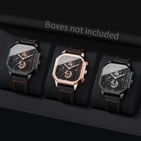 3 unids/set de relojes de negocios para hombre, reloj de cuarzo cuadrado a la moda, relojes de pulsera para hombre, relojes masculinos (sin caja)